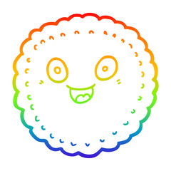 rainbow gradient line drawing cartoon biscuit
