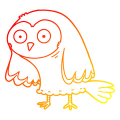 warm gradient line drawing cartoon owl