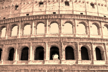 Naklejka premium Colosseum in Rome - Flavian Amphitheatre closeup, Italy, Europe.