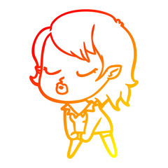warm gradient line drawing cute cartoon vampire girl
