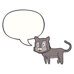 happy cartoon cat and speech bubble