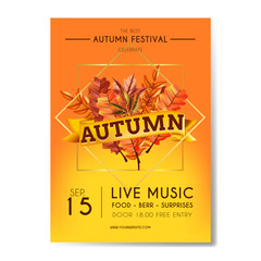 brochure with wood background for autumn fest 