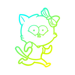 cold gradient line drawing cartoon cat
