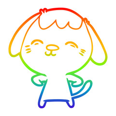 rainbow gradient line drawing happy cartoon dog