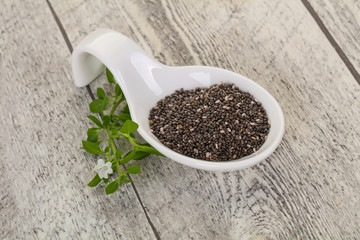 Dietary Chia seeds in the bowl