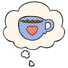 I love coffee cartoon cup and thought bubble in comic book style