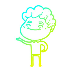 cold gradient line drawing cartoon friendly man