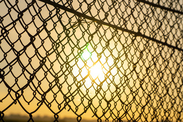 barbed wire at sunset
