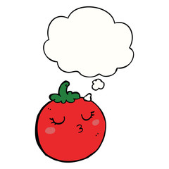 cartoon tomato and thought bubble