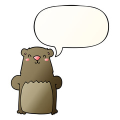 cartoon bear and speech bubble in smooth gradient style