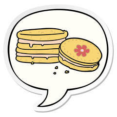 cartoon biscuit and speech bubble sticker