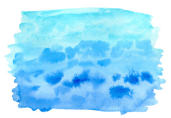 Obraz premium Abstract turquoise blue watercolor texture isolated on white background. Hand painted illustration. 