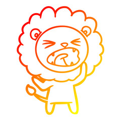 warm gradient line drawing cartoon angry lion