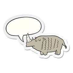 cartoon rhinoceros and speech bubble sticker