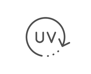 Uv protection cream line icon. Skin care sign. Cosmetic change symbol. Quality design element. Linear style uv protection icon. Editable stroke. Vector