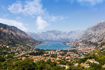 Fototapeta na wymiar Aerial view of the bay of kotor; montenegro
