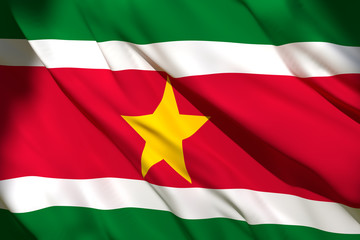 3d rendering of Suriname flag