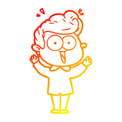 warm gradient line drawing cartoon excited man