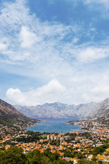 Beautiful view of gulf of kotor and kotor city; montenegro