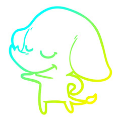 Obraz premium cold gradient line drawing cartoon smiling elephant