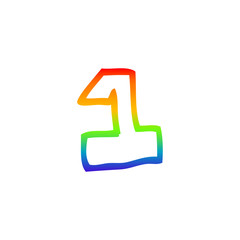 rainbow gradient line drawing cartoon number 1