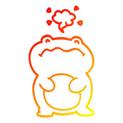 warm gradient line drawing cartoon frog