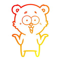 warm gradient line drawing laughing teddy  bear cartoon