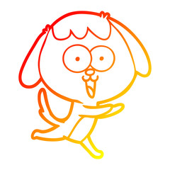 warm gradient line drawing cute cartoon dog