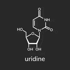 Uridine chemical formula on dark background