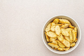 Fresh croutons for hot autumn cream soups