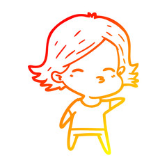 Fototapeta premium warm gradient line drawing cartoon woman