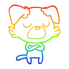 Fototapeta premium rainbow gradient line drawing cartoon dog