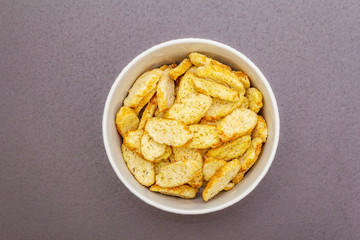 Fresh croutons for hot autumn cream soups