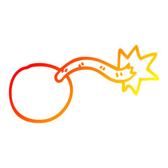 warm gradient line drawing round cartoon bomb