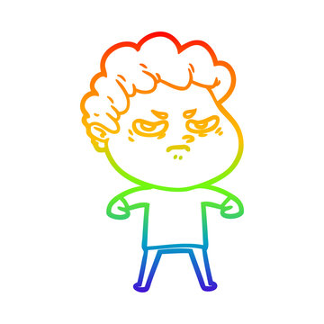 recommend clip art: rainbow gradient line drawing cartoon angry man