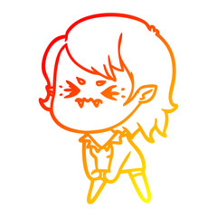 warm gradient line drawing annoyed cartoon vampire girl
