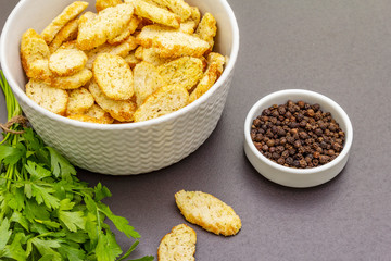 Fresh croutons for hot autumn cream soups