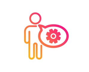 Cogwheel icon. Engineering tool sign. Man talk symbol. Classic flat style. Gradient cogwheel icon. Vector