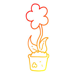 warm gradient line drawing cute cartoon flower