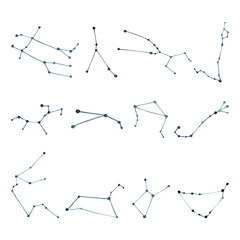 Seamless pattern. Hand painted watercolor star constellations. Starlight Night.