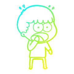 cold gradient line drawing cartoon shocked man