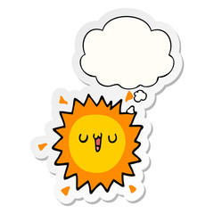 cartoon sun and thought bubble as a printed sticker