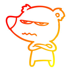 warm gradient line drawing angry bear cartoon