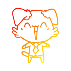 warm gradient line drawing happy office dog cartoon