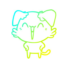 cold gradient line drawing happy little dog cartoon