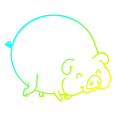 cold gradient line drawing cartoon pig