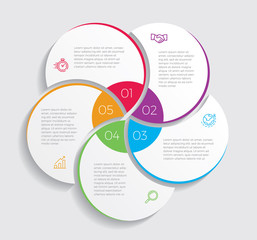 Infographic design vector and marketing icons can be used for workflow layout, diagram, annual report, web design.  Business concept with 5 options, steps or processes. - Vector 