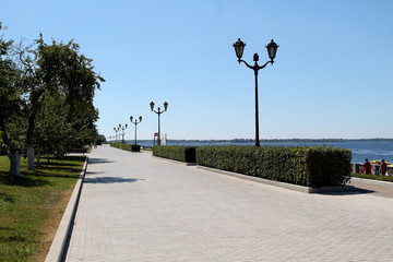 embankment in the city in summer