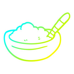 cold gradient line drawing cartoon bowl of mashed potato