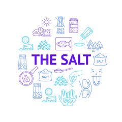 Salt Signs Thin Line Round Design Template Ad. Vector